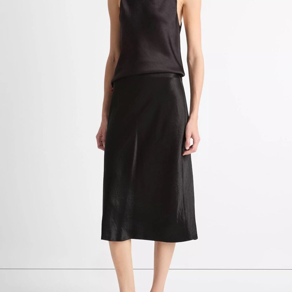 Vince Black Satin Slip Skirt Size Extra Small
